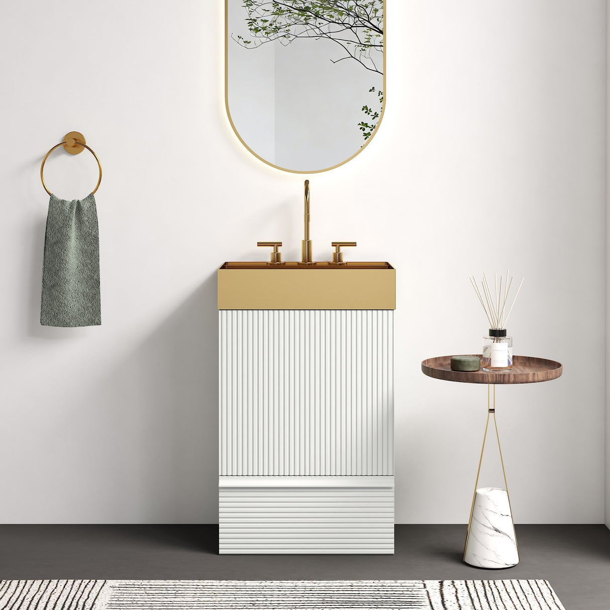 Gada 20" Striped Velvet Bathroom Vanity