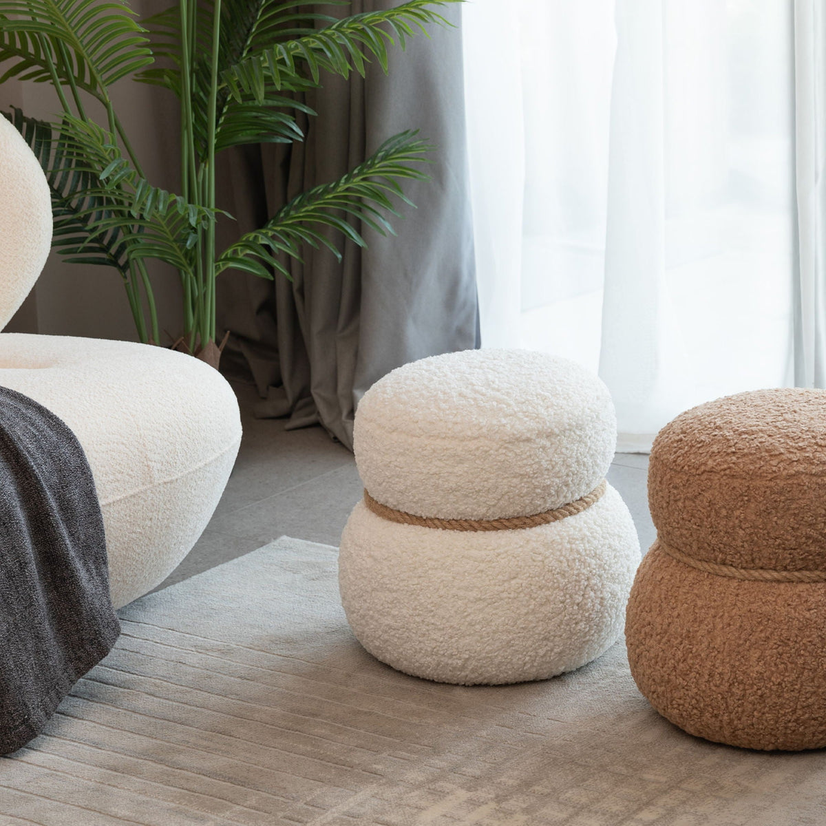 Snowman Stool With Cushion And Solid Wood Frame