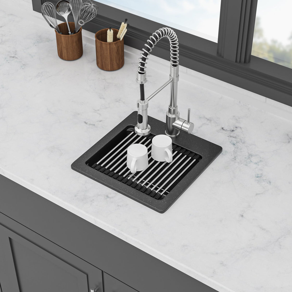 Quartz Drop-In Topmount Bar Sink - 15" x 15" x 9.65"