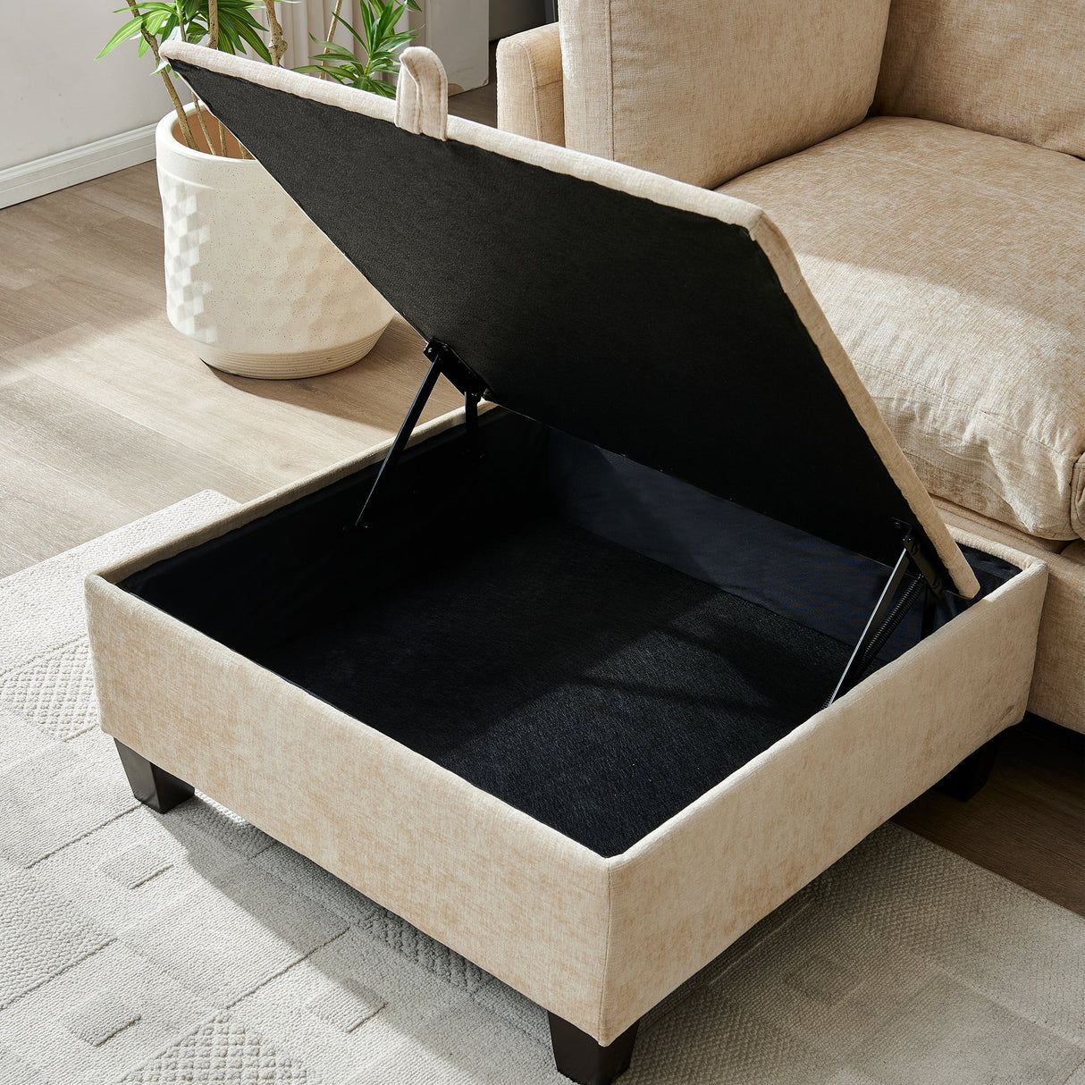 96.5" L Shape Sectional Couch with Ottoman