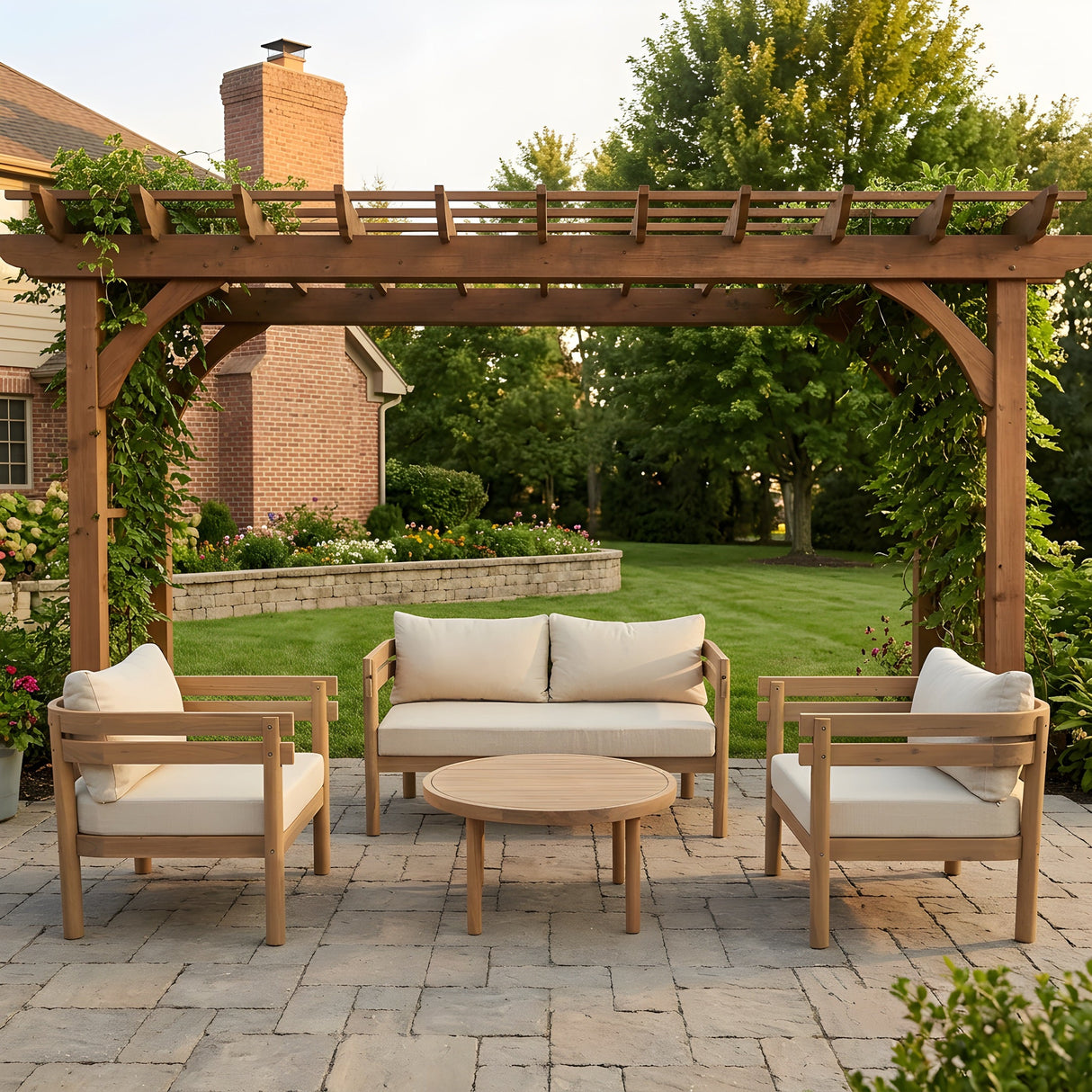 4-Piece Acacia Wood Patio Furniture Set