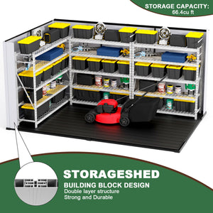 10 Ft. W X 7 Ft. D Plastic Storage Shed With Floor - Black / Gray