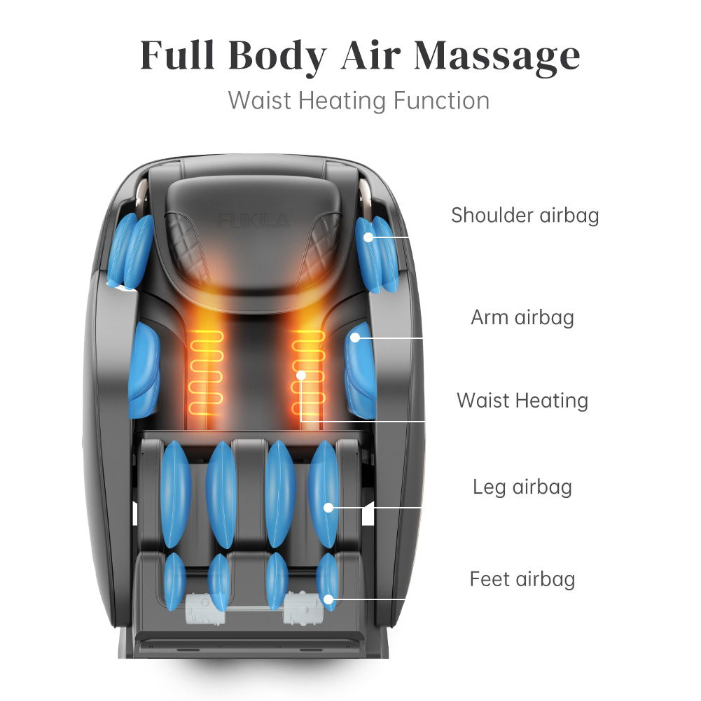 Black Zero Gravity Shiatsu Massage Chair with SL-Track and Bluetooth