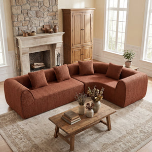 110" Modern Curved L-Shaped Modular Sectional Sofa