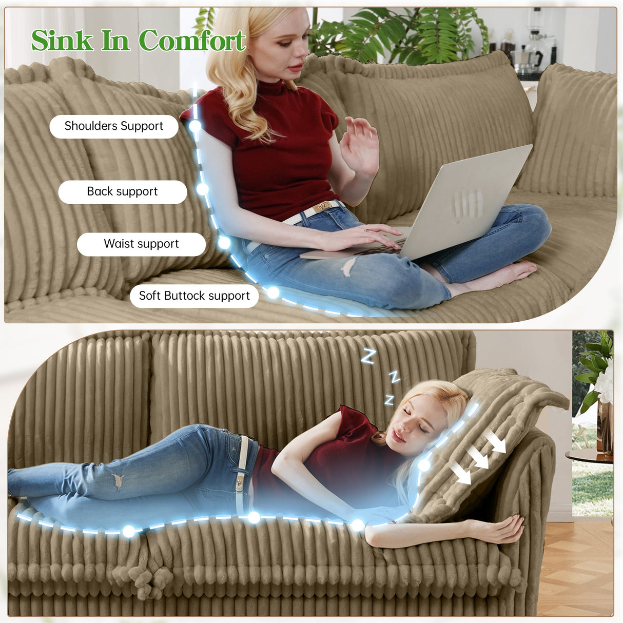Modern 3 Seater Slipcovered Sofa with Suppleness Armrests