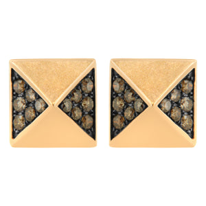 14K Rose Gold 1/4 Cttw Brown Diamond Pyramid Stud Earring (Brown Color, SI1-SI2 Clarity)