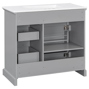 36" Bathroom Vanity With Sink, 2 Tip-Out Drawers, Soft Close Hinges