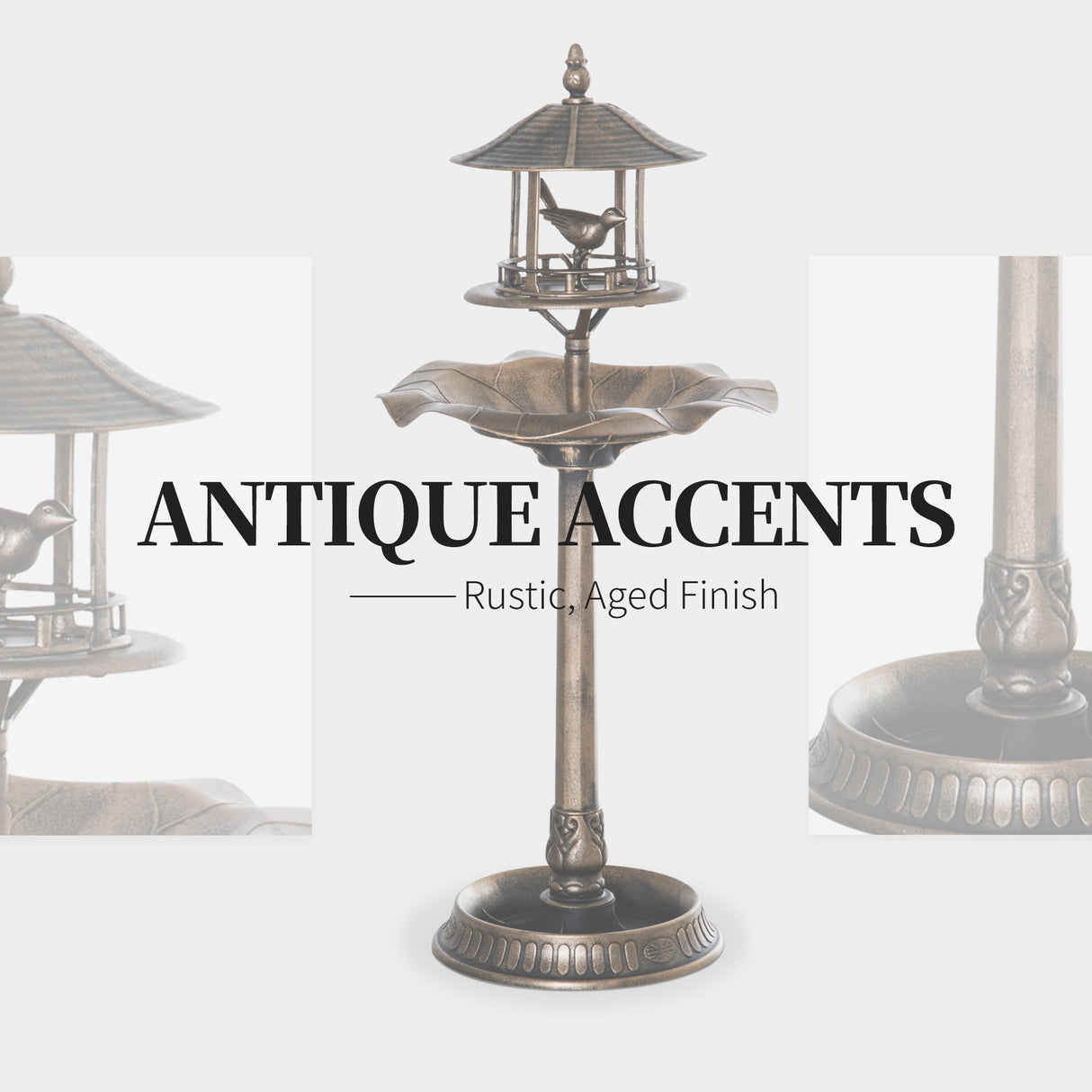 Outsunny 3-in-1 Garden Bird Bath Bowl Pedestal with Bird Feeder and Planter