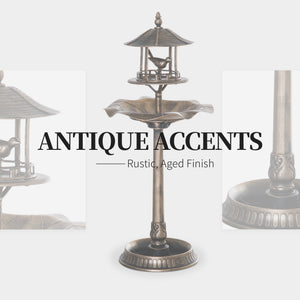 Outsunny 3-in-1 Garden Bird Bath Bowl Pedestal with Bird Feeder and Planter