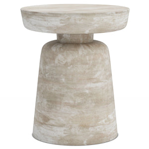 Handcrafted Mango Wood Accent Table with Sculptural Design - Multiple Colors