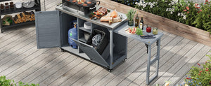K&K 78.3' Outdoor Kitchen Island with Foldable Grill Table