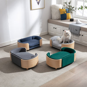 Scandinavian Style Elevated Dog Bed Pet Sofa With Solid Wood Legs