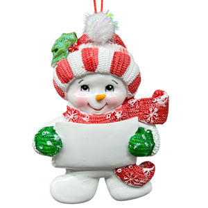 Snow Kid Ornament - Girl - Striped Hat
