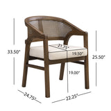 Wooden Frame Dining Chair with Rattan Back, Set of 2