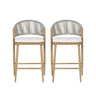 Outdoor 26" Counter Height Metal Frame Counter Stools With Scallop Shaped Backrest & Water Resistant Cushions