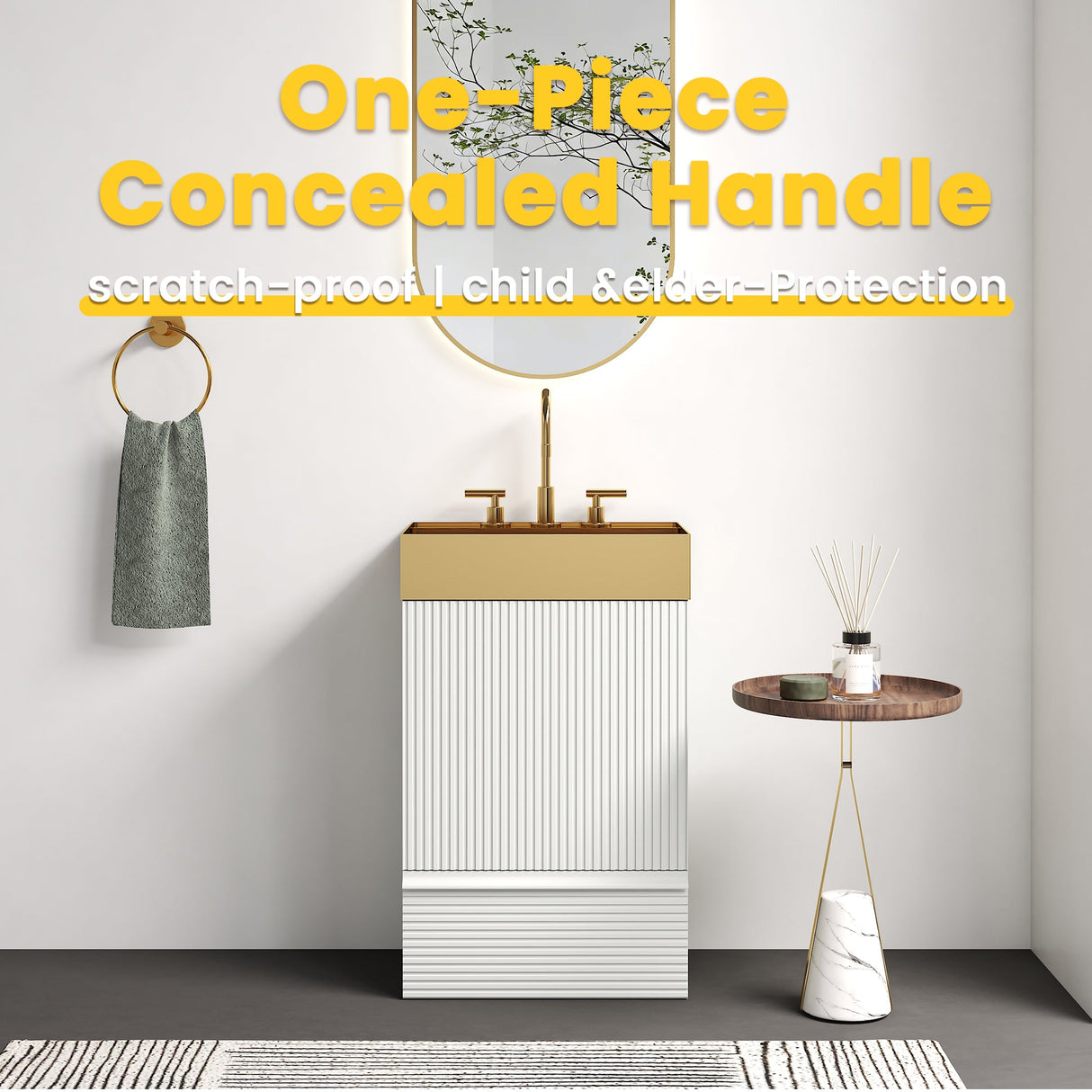 Gada 20" Striped Velvet Bathroom Vanity