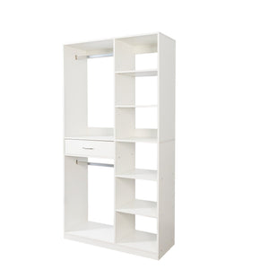 Freestanding Closet System with 6 Open Shelves and 2 Hanging Rods