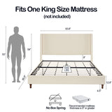 Harper upholstered bed, 54" headboard, ivory boucle