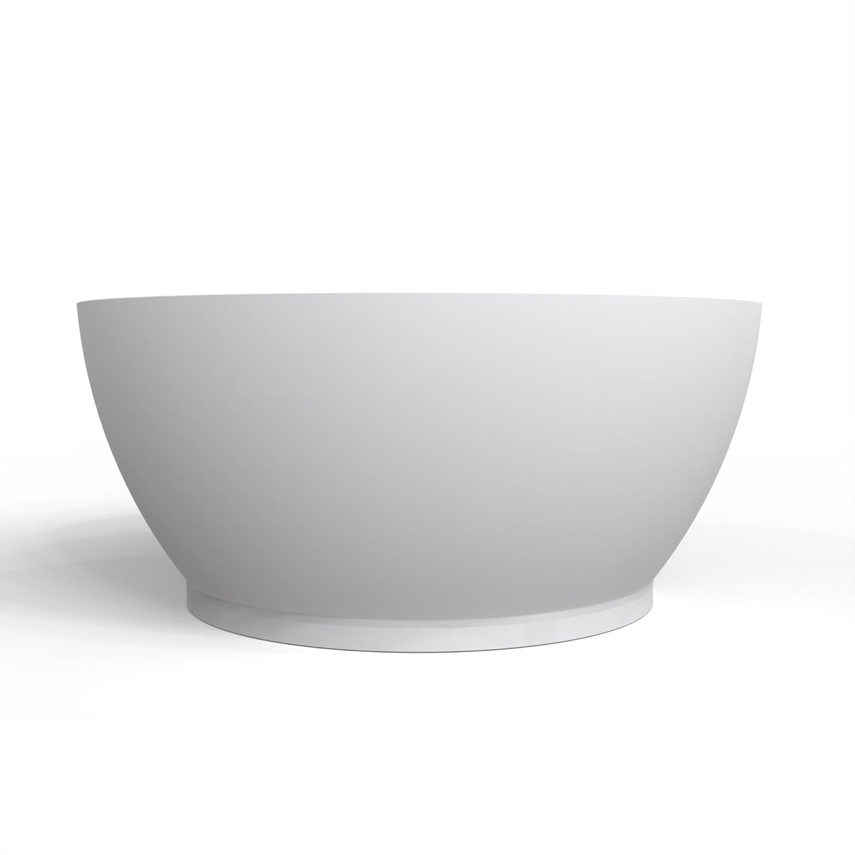 52.7 Inch Round Freestanding Soaking Bathtub with Solid Surface - Matte White