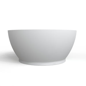 52.7 Inch Round Freestanding Soaking Bathtub with Solid Surface - Matte White