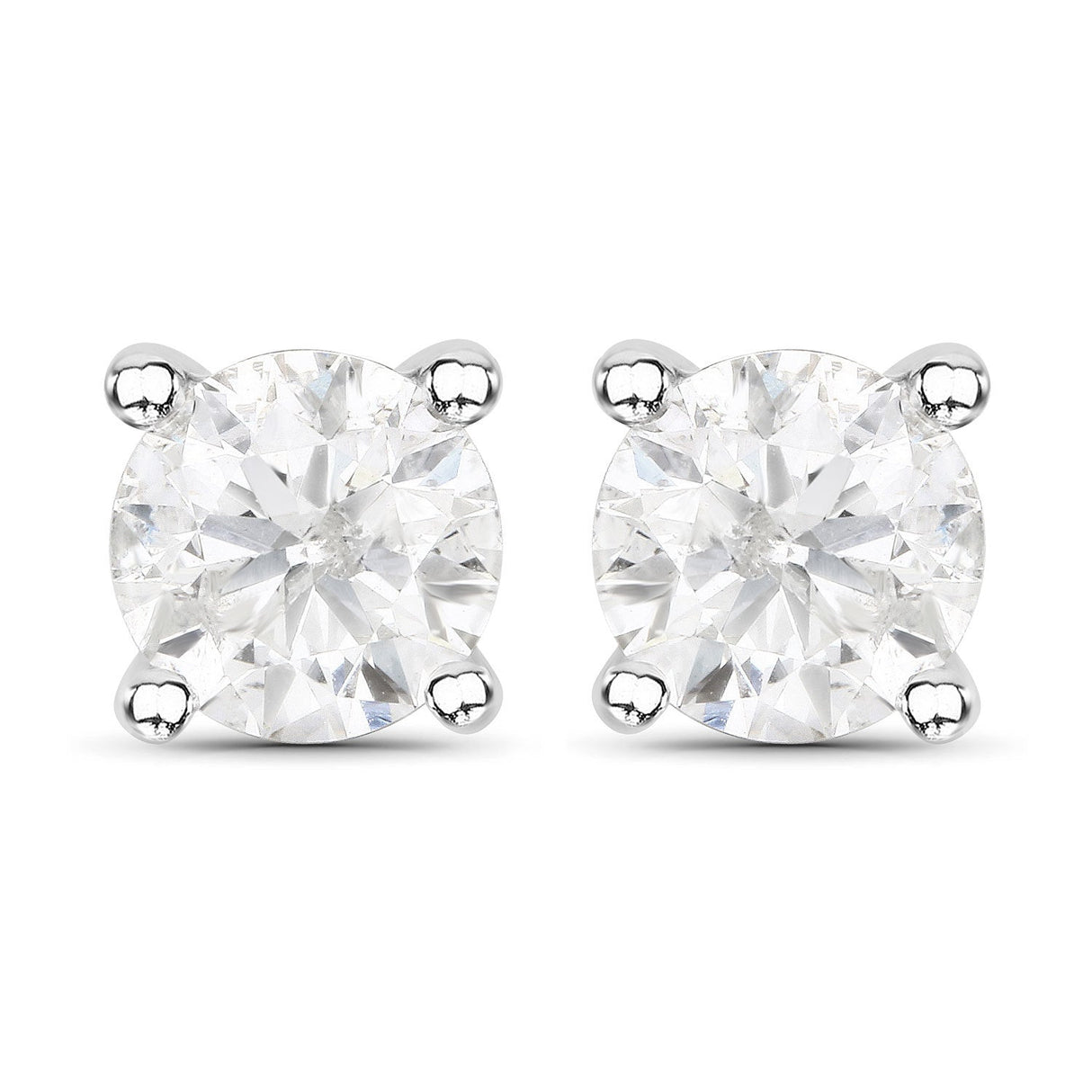 1.02 Carat Genuine White Diamond 14K White Gold Earrings
