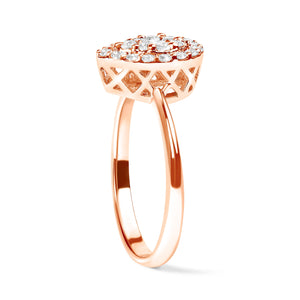 10K Rose Gold 3/8 Cttw Round-Cut Diamond Pear Promise Ring (I-J Color, I2-I3 Clarity) - Size 7