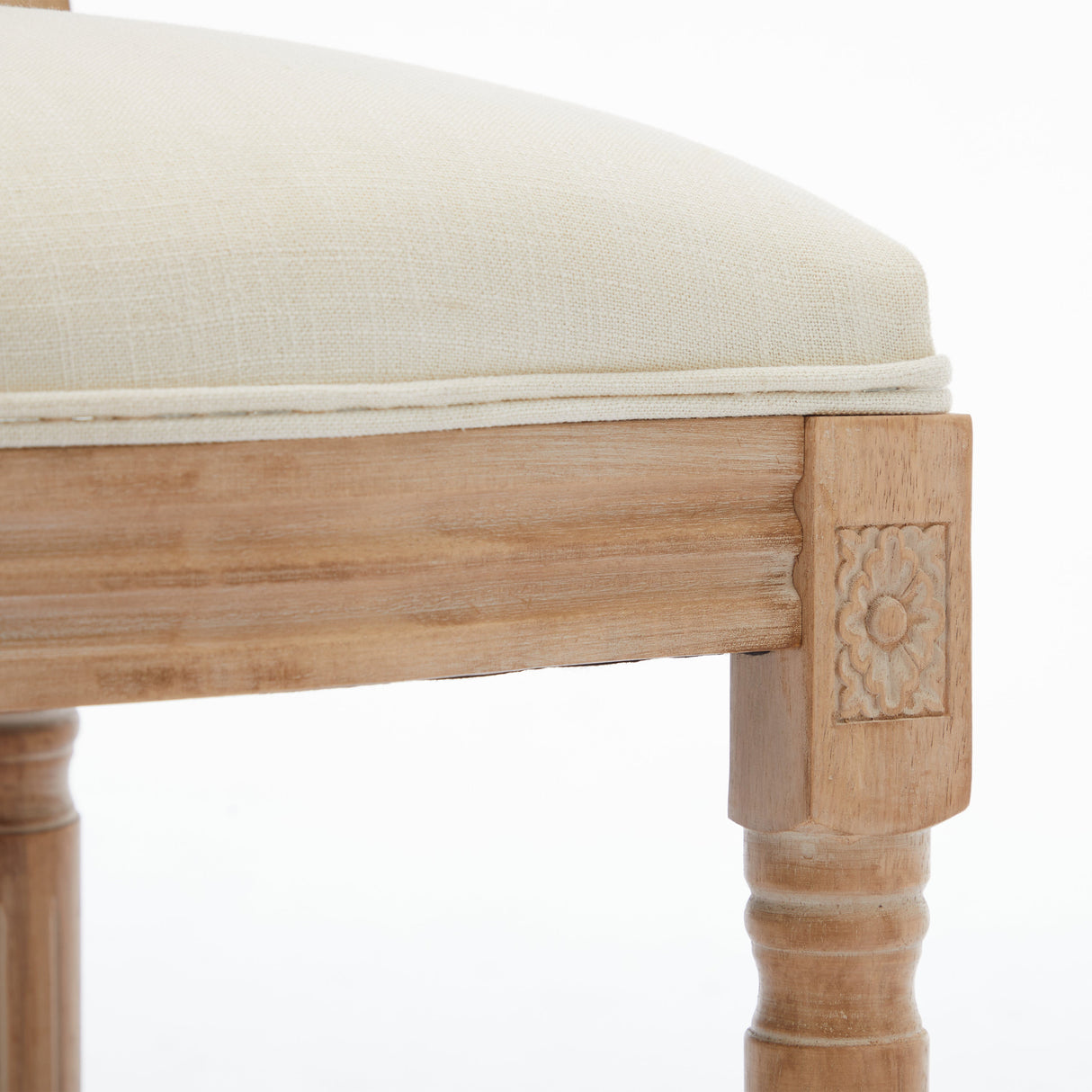 Upholstered Bar Stool with Round Rattan Back, Set of 2