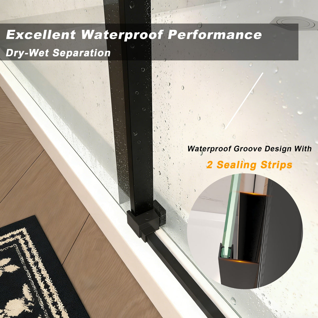 48" W × 72" H Single Sliding Shower Door