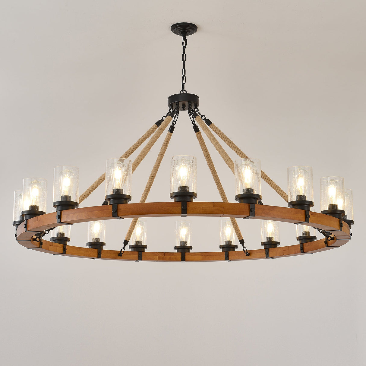 18-Light Rustic Wagon Wheel Chandelier