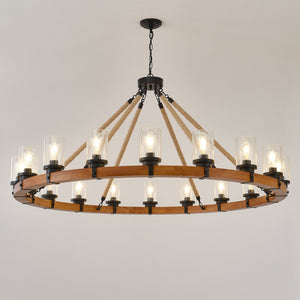 18-Light Rustic Wagon Wheel Chandelier
