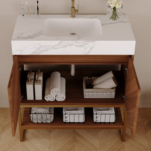 29.9" Modern Free-standing Bathroom Vanity with Ceramic Sink