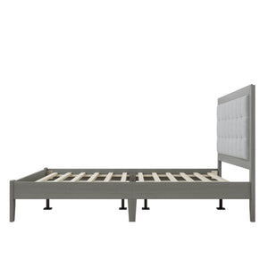 Mid Century Modern Platform Bed With Upholstered Headboard