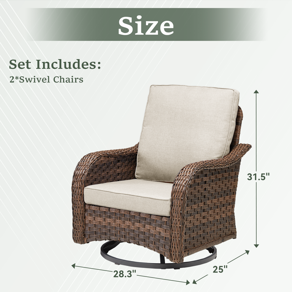 Patio Wicker Rocking Swivel Glider Rocker Chair Set of 2 for Porch