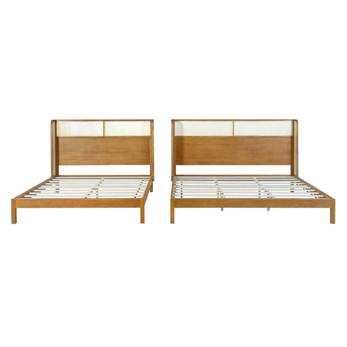 Premium Rubber Wood Platform Bed Frame with Headboard