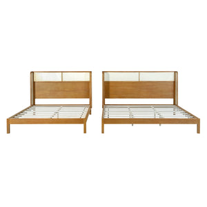Premium Rubber Wood Platform Bed Frame with Headboard