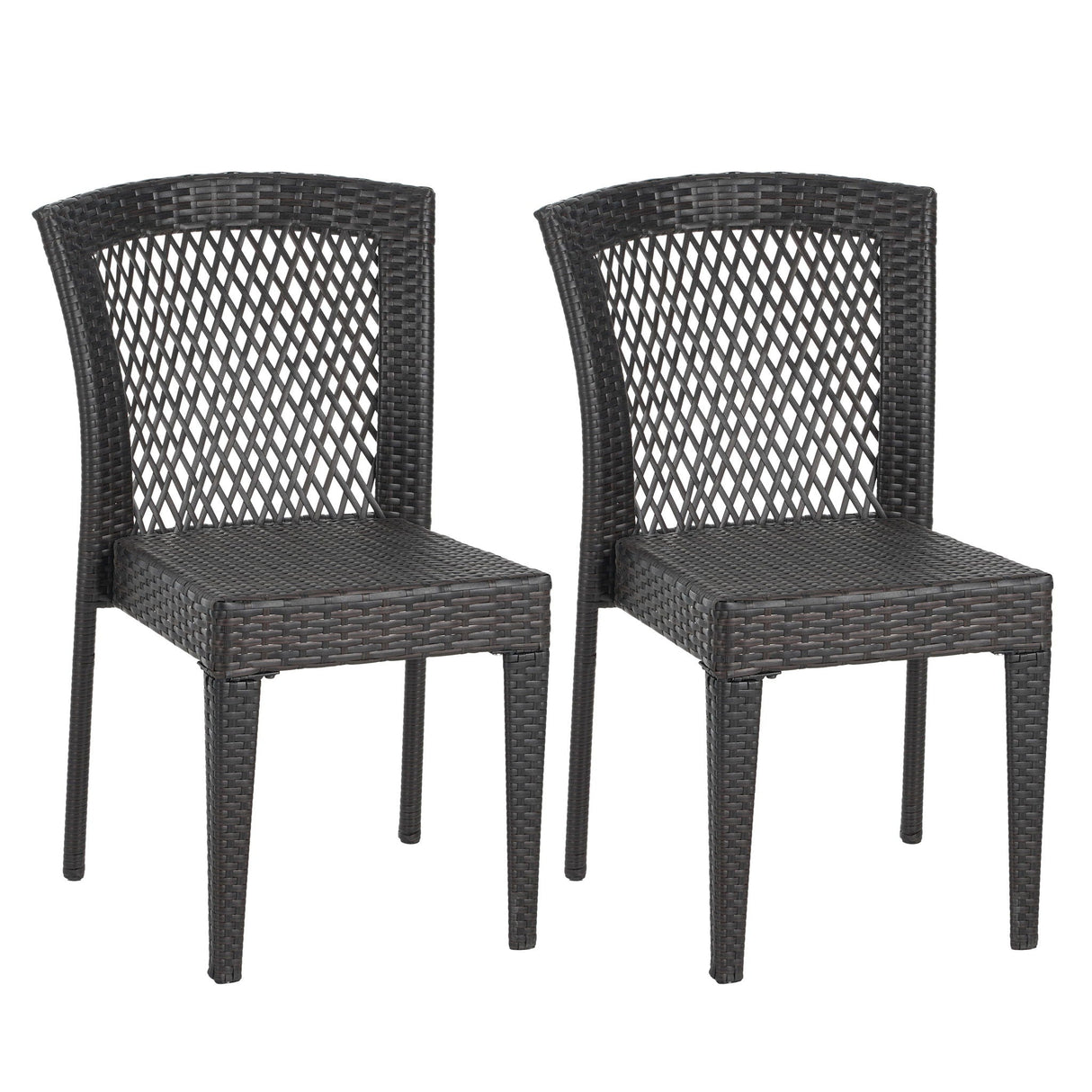 Outdoor Dining Chairs, Stackable Chairs With UV Resistant Frame (Set of 2) - Brown Multi