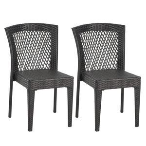Outdoor Dining Chairs, Stackable Chairs With UV Resistant Frame (Set of 2) - Brown Multi