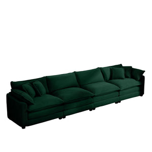 Modern Upholstered 4 Seater Fabric Sofa with Arm and Throw Pillows - Multiple Colors