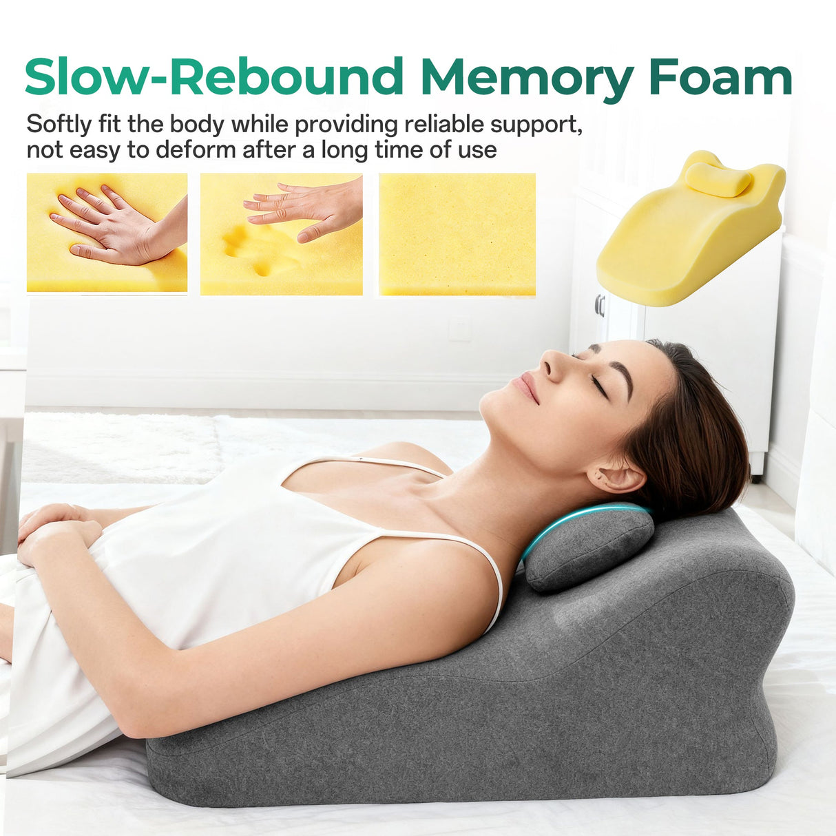 Ergonomic Spinal Posture Support & Multi-Functional Bed Pillow - Grey