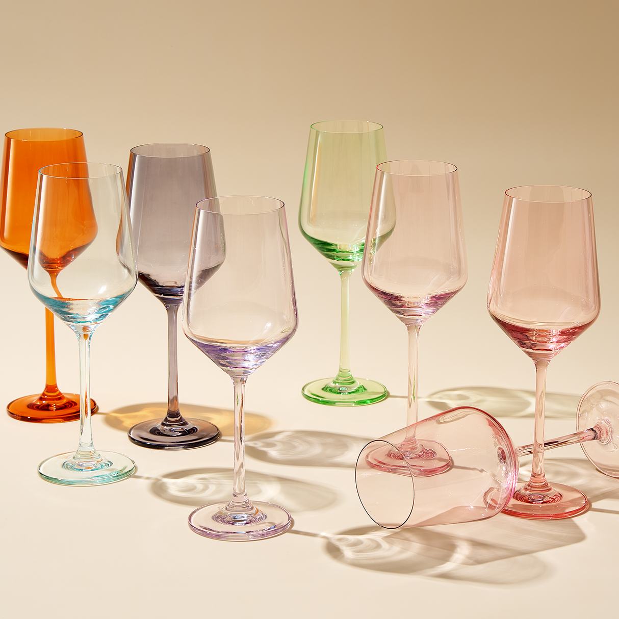 Rhea Stemmed Wine Glassware, Set of 6, Amber
