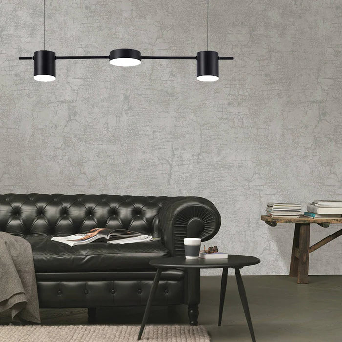 Modern Aluminum Drum Pendant Light LED 3 or 5 Light Black Gold