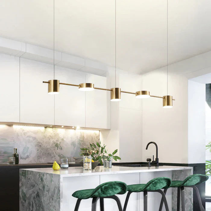 Modern Aluminum Drum Pendant Light LED 3 or 5 Light Black Gold