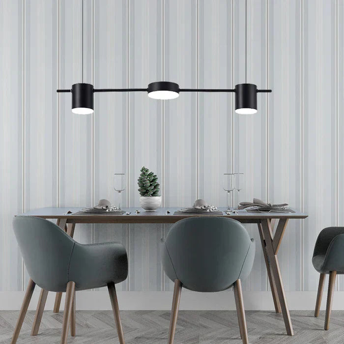 Modern Aluminum Drum Pendant Light LED 3 or 5 Light Black Gold