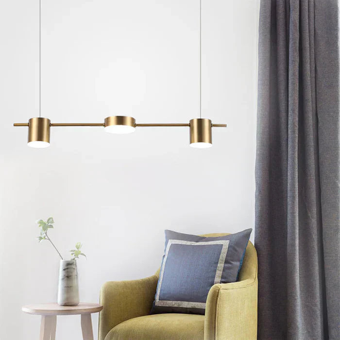 Modern Aluminum Drum Pendant Light LED 3 or 5 Light Black Gold