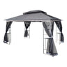 Patio Gazebo Tent With Ventilated Double Roof And Mosquito Net For Backyard Or Garden