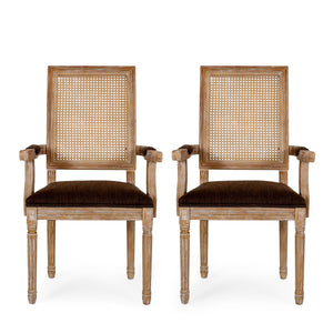 Elegant French Country Style Dining Chair With Cane Backrest