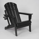 HDPE Folding Adirondack Chair with Dual Cup Holder - Black Wood Texture