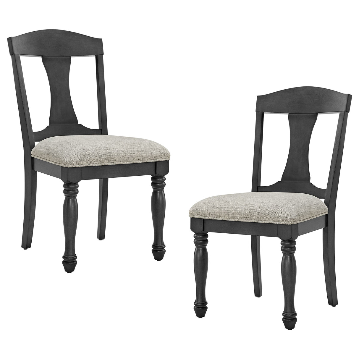 Wooden Frame Upholstered Dining Chairs, Set of 2