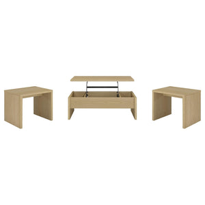 Canoga 3-piece Lift Top Cocktail Coffee Table Set Light Oak