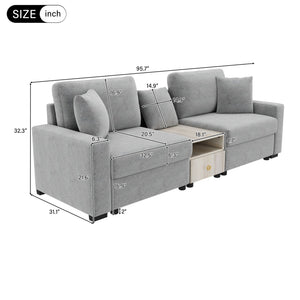 Modular Sofa Couch With Storage Armrest and Center Console
